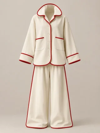 Arch Collar Shirt Set, front view