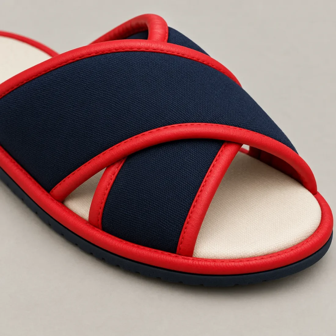 Cross Strap Slides close up