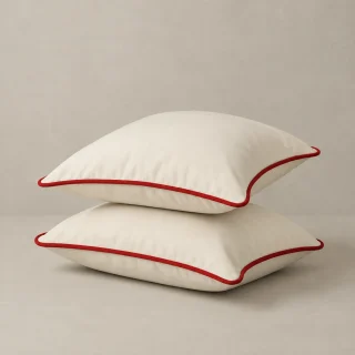 Ivory Piped Pillowcase Pair, front view