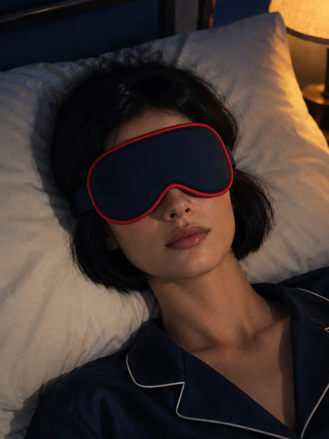 Piped Eye Mask worn or in use
