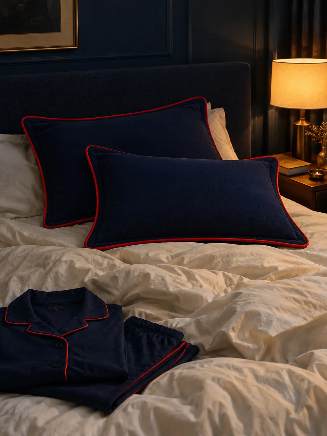 Piped Flange Pillowcase Pair worn or in use