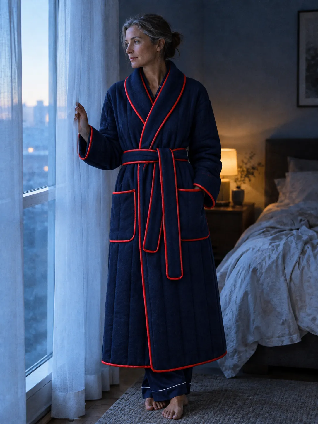 Quilted Column Robe worn or in use
