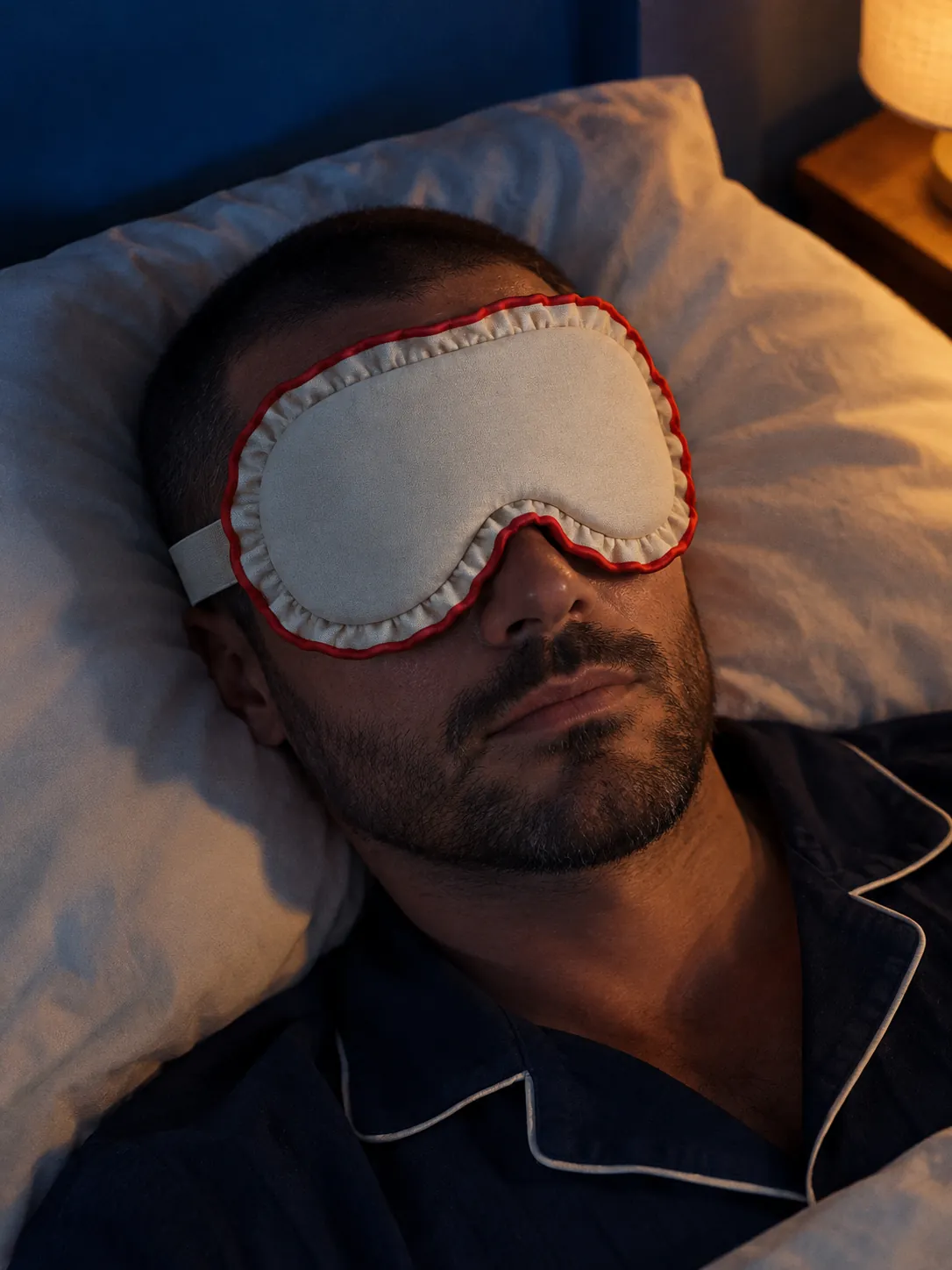 Ruffle Edge Eye Mask worn or in use
