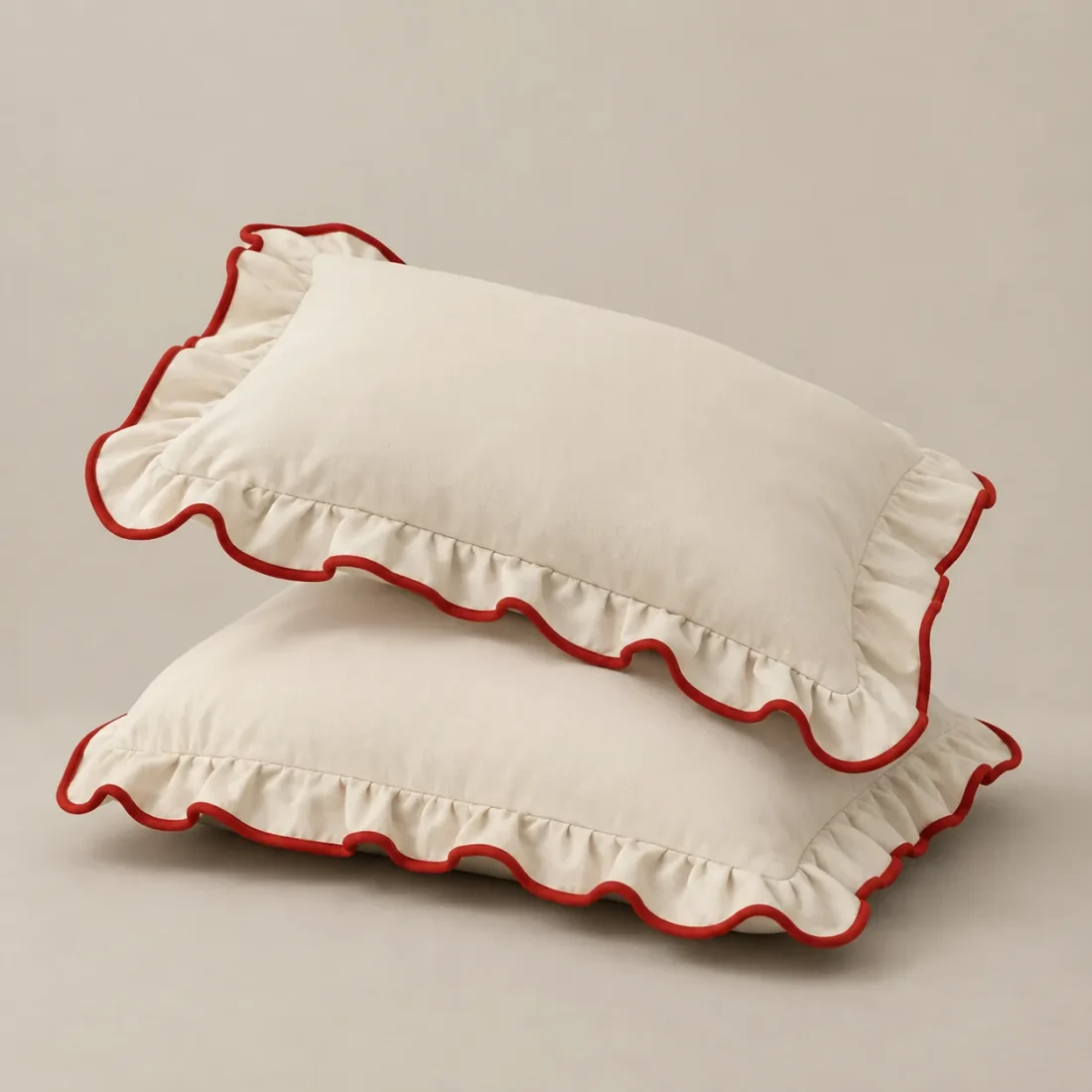 Ruffle Piped Pillowcase Pair, front view