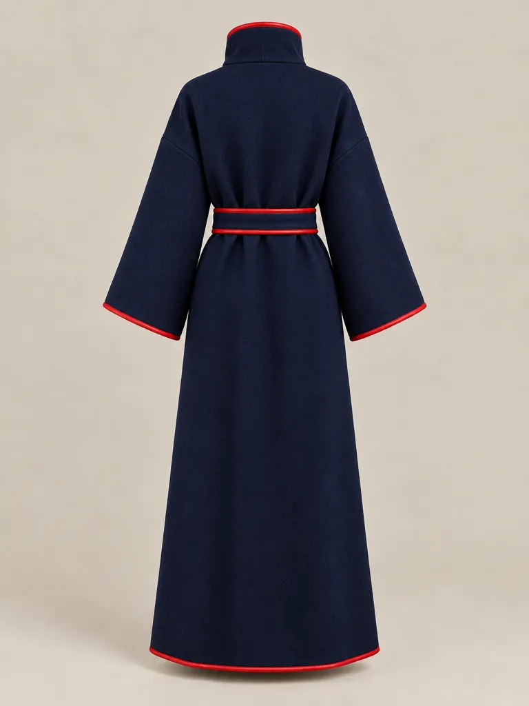 Stand Collar Long Robe, back or side view