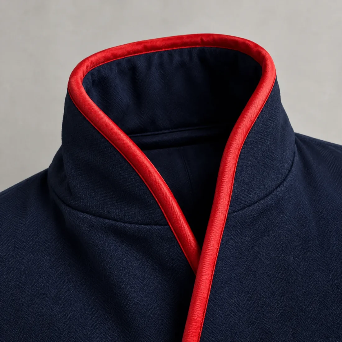 Stand Collar Long Robe close up