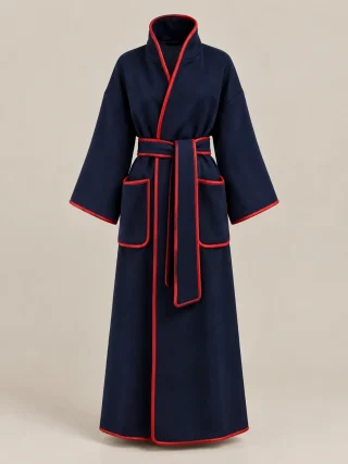Stand Collar Long Robe, front view