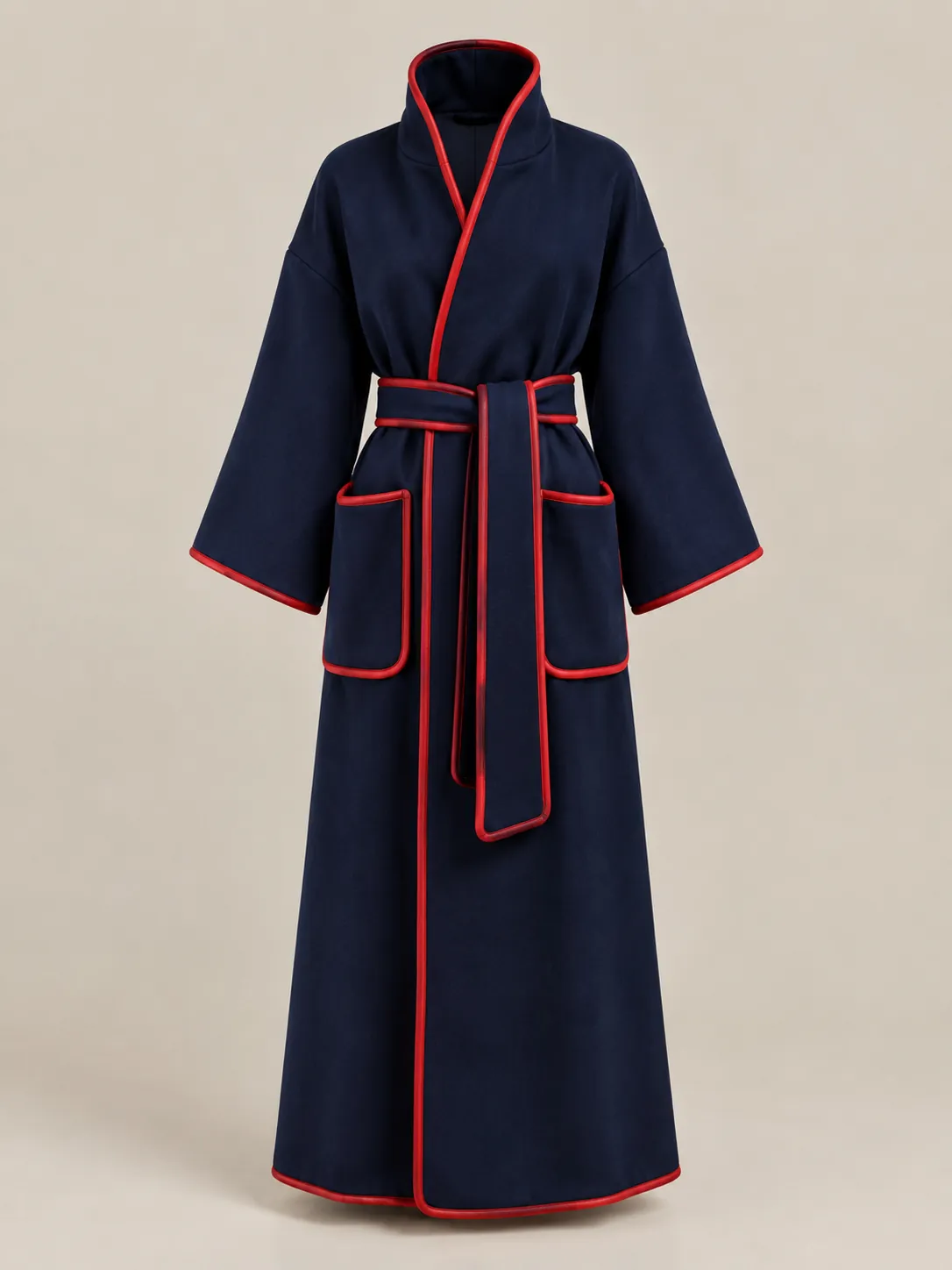 Stand Collar Long Robe, front view