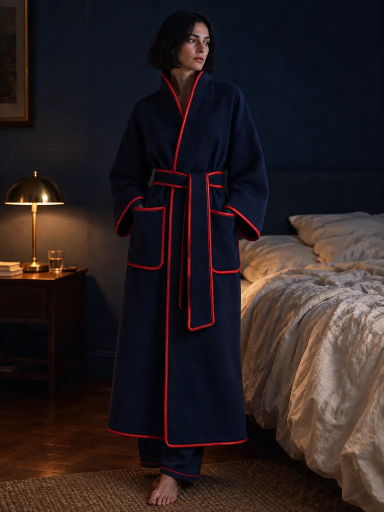 Stand Collar Long Robe worn or in use