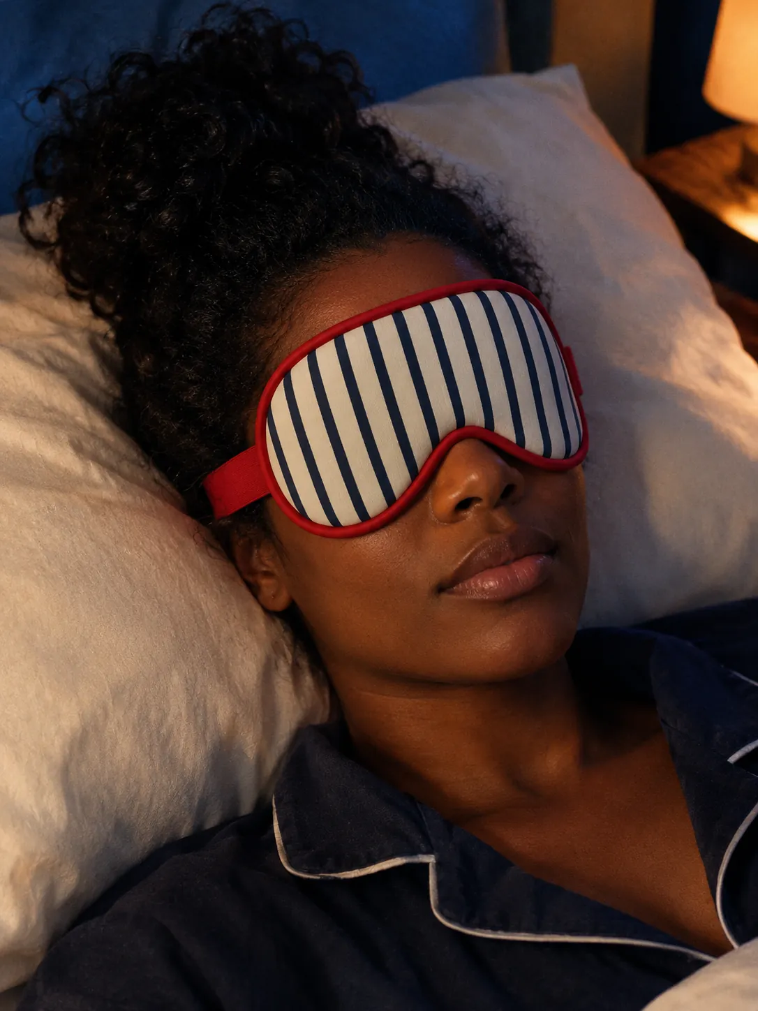 Stripe Eye Mask worn or in use