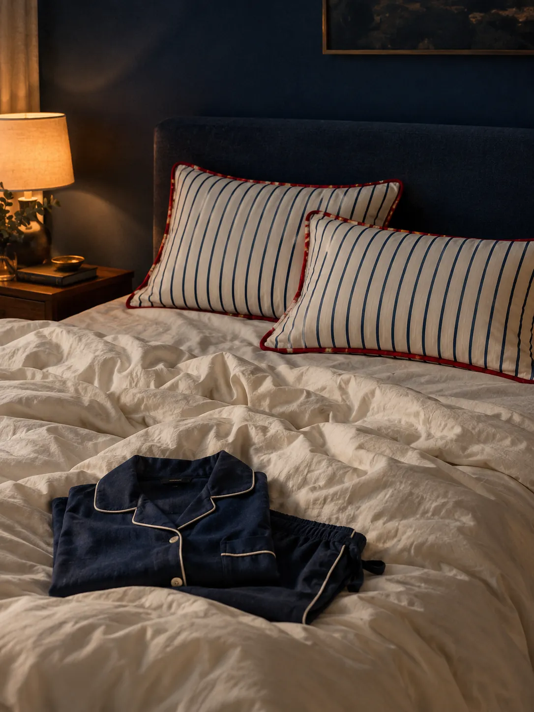Stripe Pillowcase Pair worn or in use